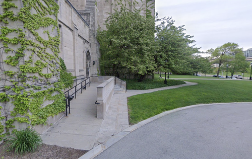 UC Rockefeller Memorial Chapel East Entrance Close Up Ramp