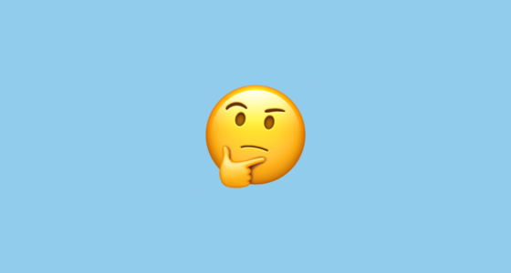 thinking face emoji on a blue background
